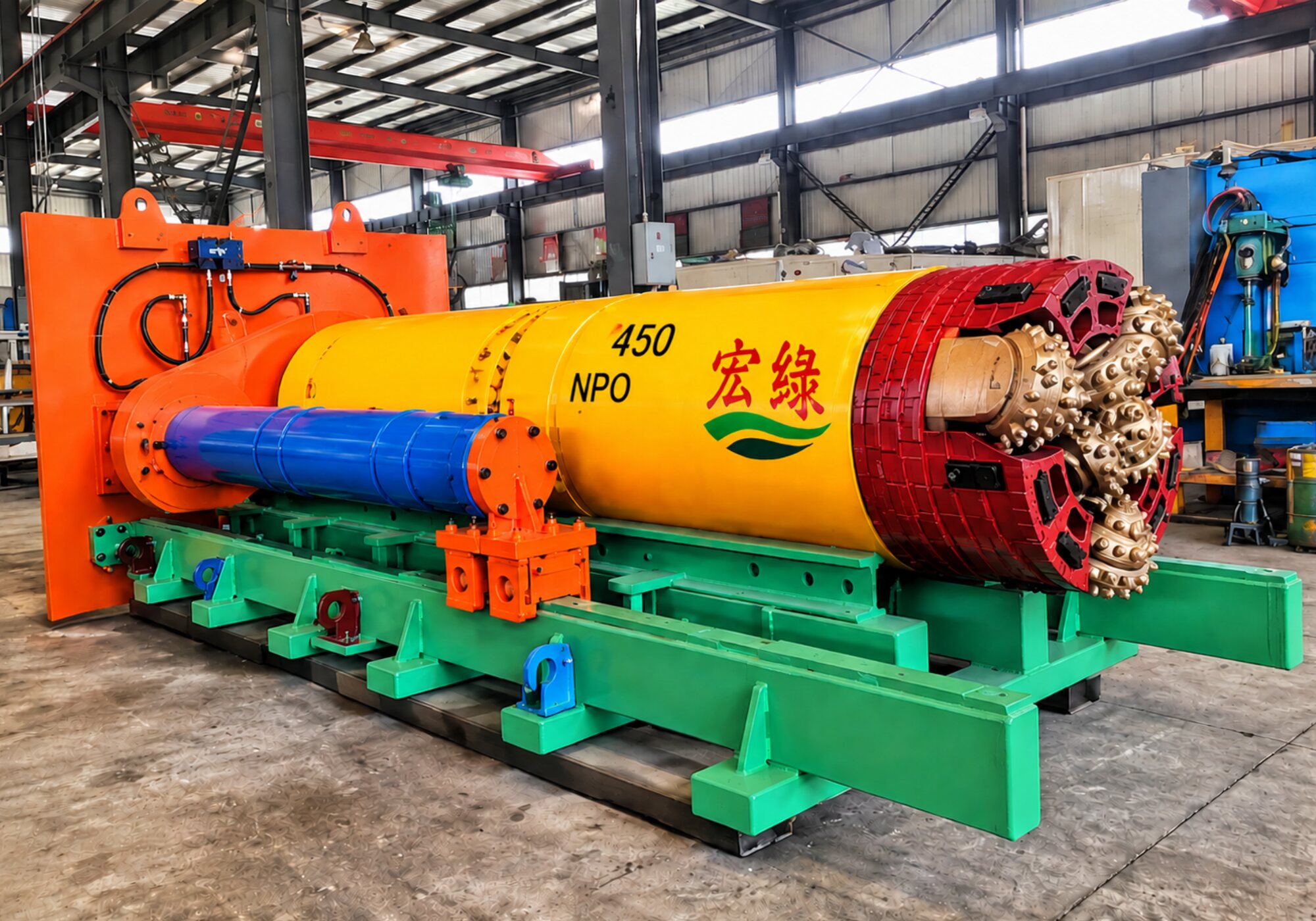 Khidmat Hijau branded DN450 microtunnelling boring machine with a rock cutter head, ready for mobilisation