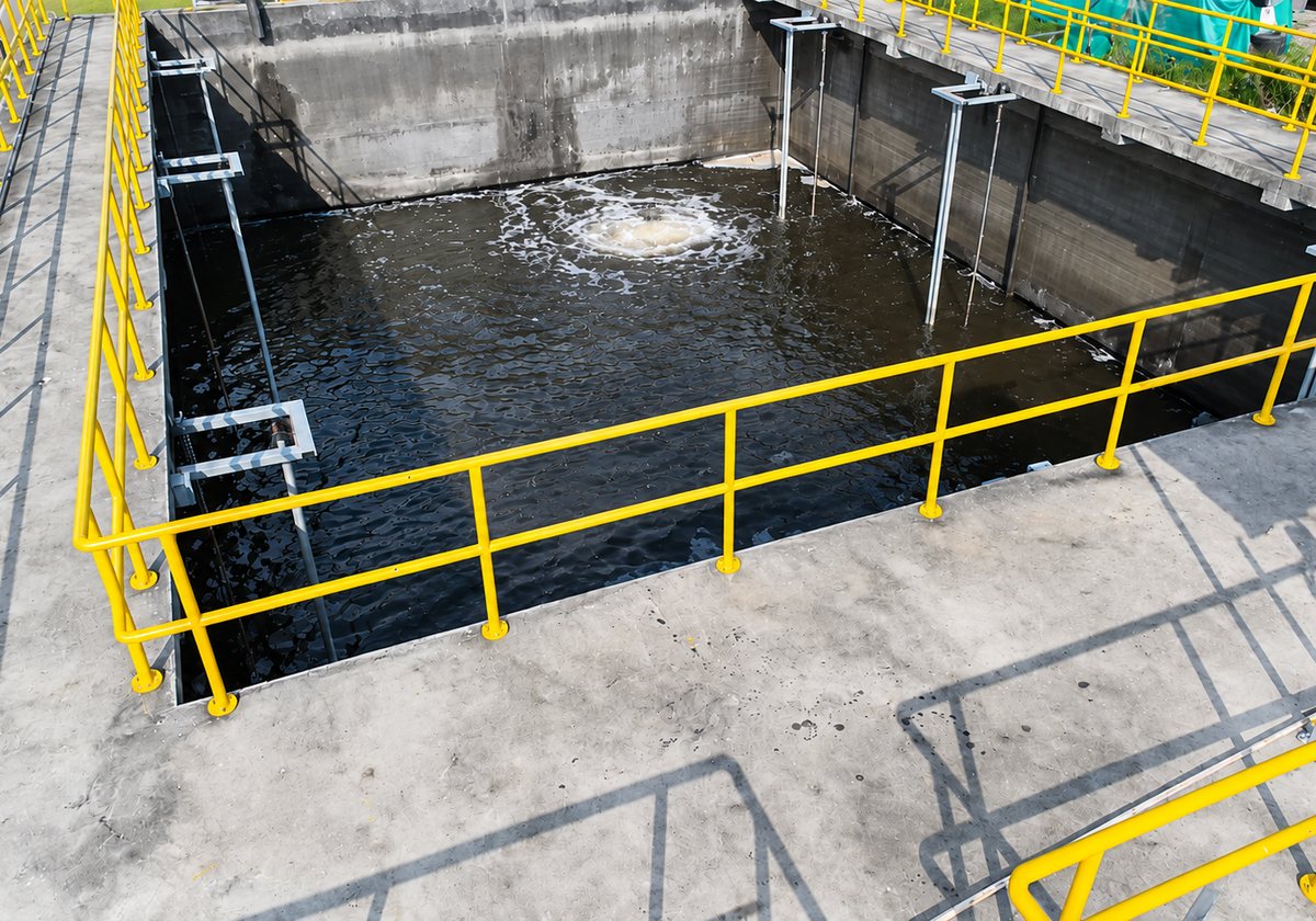 Aeration tank at a sewerage treatment plant built and commissioned by Khidmat Hijau