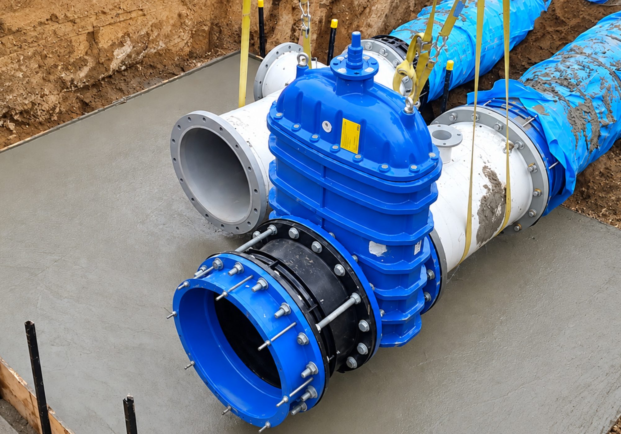 Gate valve and water main installation on an external water reticulation package in Johor